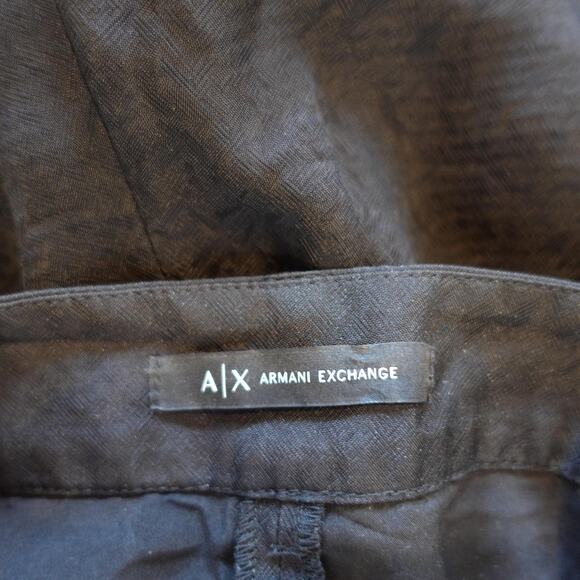 Armani Exchange Pants Womens 2 Black Pleated Cuffed Jacquard High Rise Minimal - Picture 3 of 13